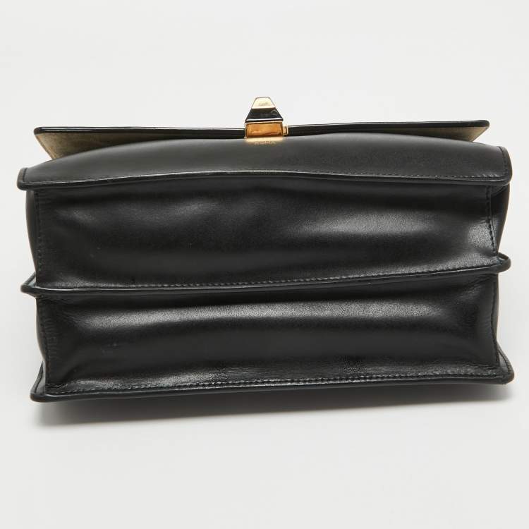 Pre Owned Fendi Black/Brown FF Leather Medium Kan I Shoulder Bag