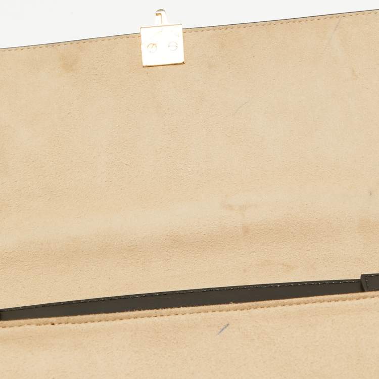 Pre Owned Fendi Black/Brown FF Leather Medium Kan I Shoulder Bag