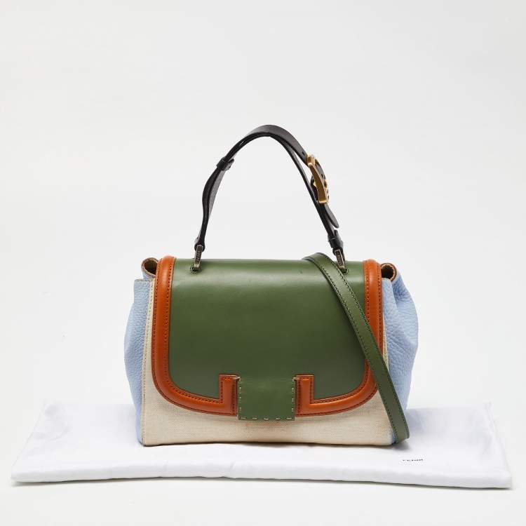 Pre Owned Fendi Multicolor Canvas and Leather Silvana Top Handle Bag