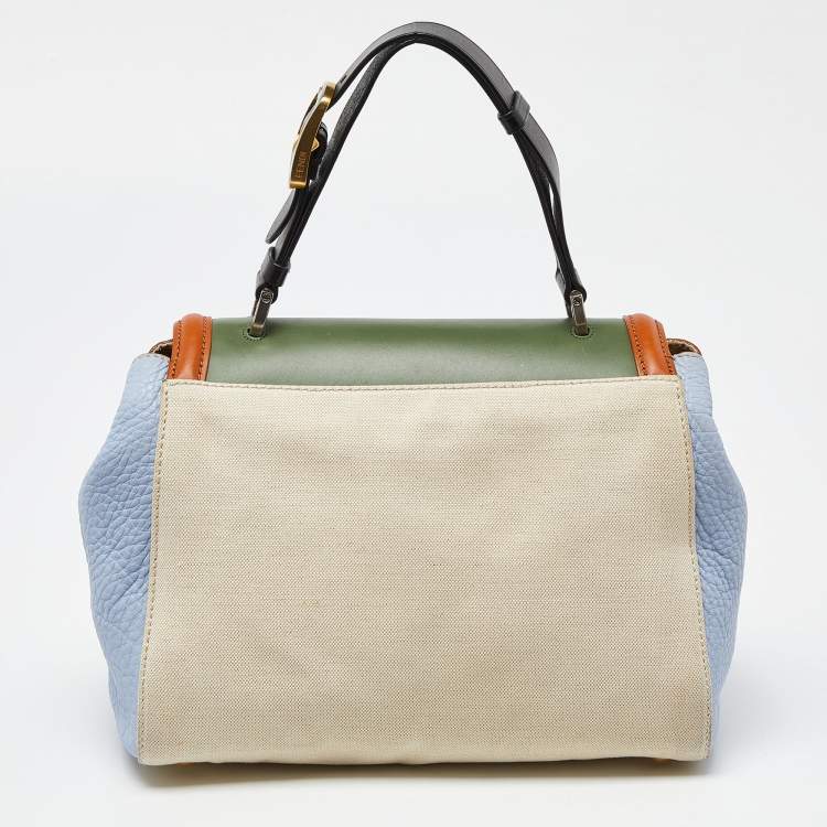 Pre Owned Fendi Multicolor Canvas and Leather Silvana Top Handle Bag