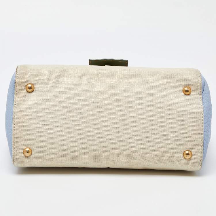 Pre Owned Fendi Multicolor Canvas and Leather Silvana Top Handle Bag