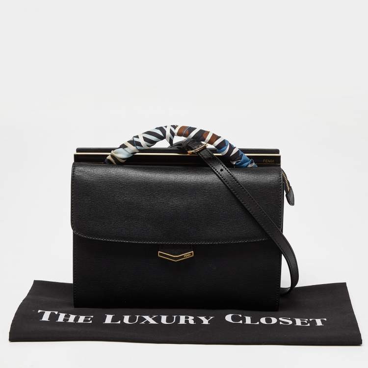 Pre Owned Fendi Black Leather Demi Jour Top Handle Bag