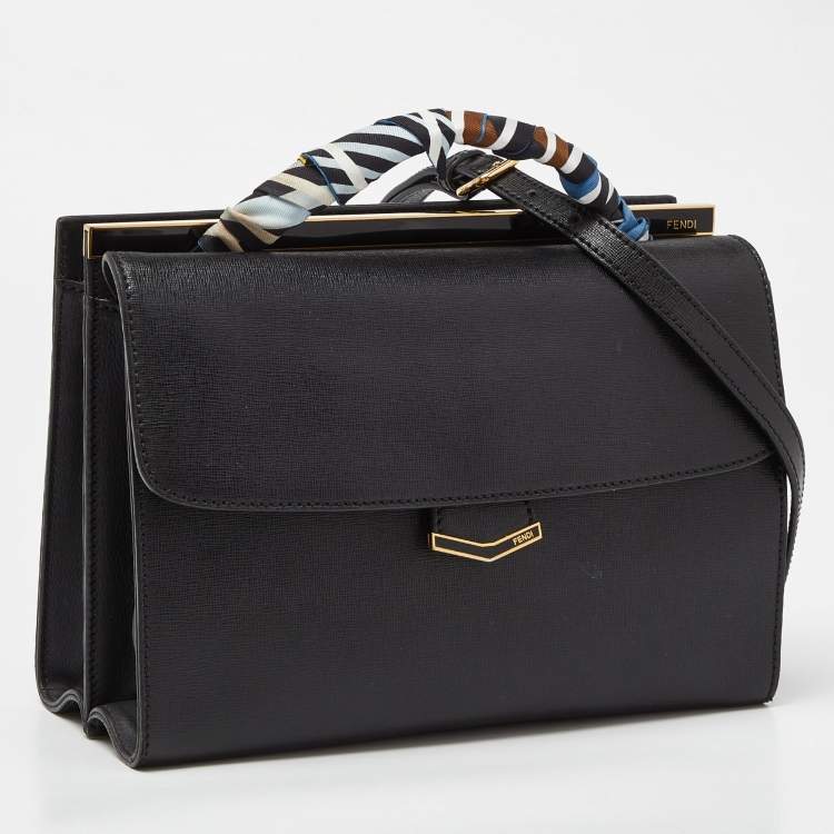 Pre Owned Fendi Black Leather Demi Jour Top Handle Bag