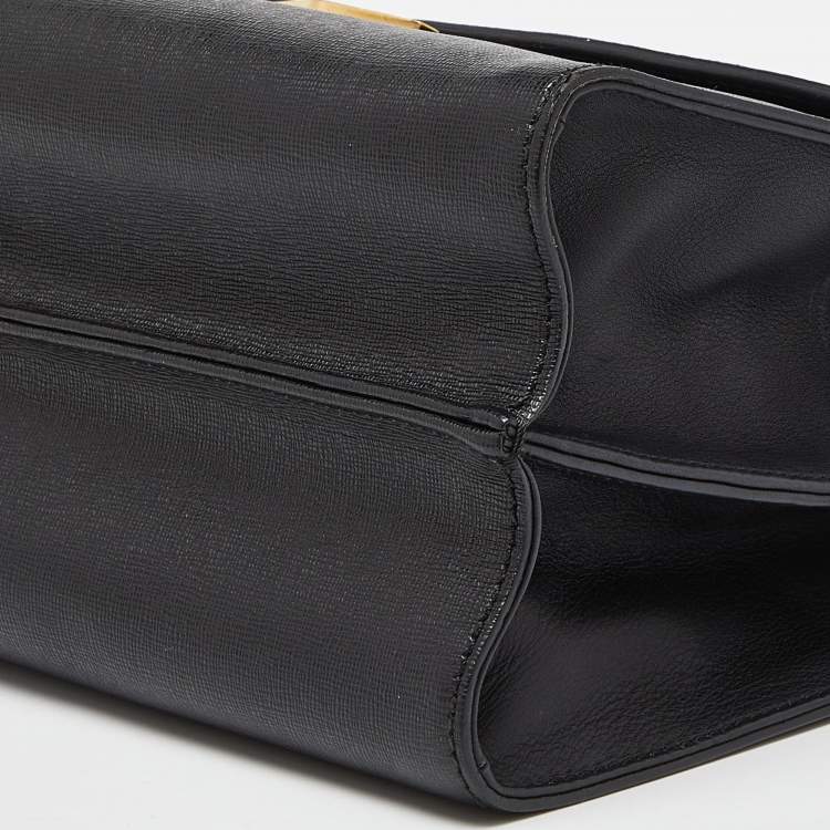 Pre Owned Fendi Black Leather Demi Jour Top Handle Bag