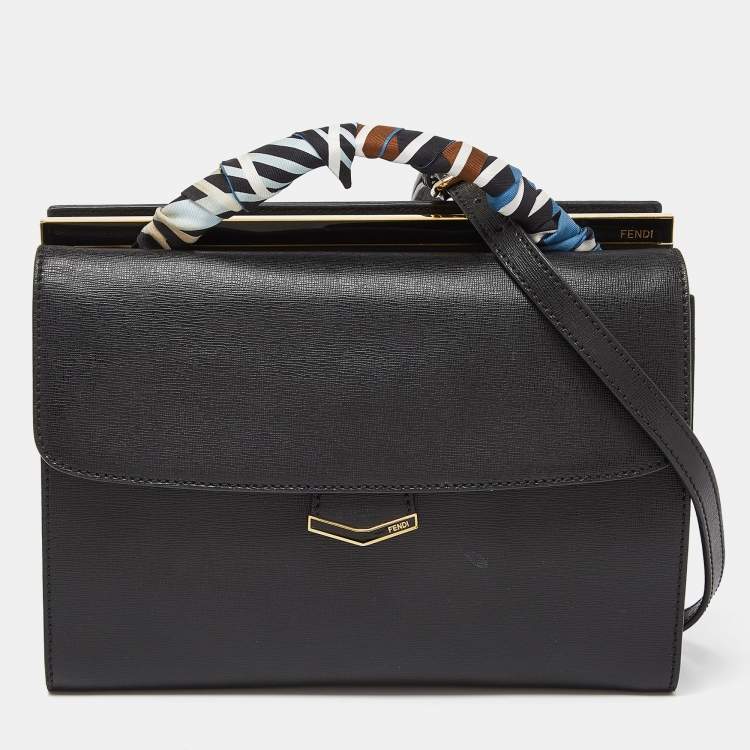 Pre Owned Fendi Black Leather Demi Jour Top Handle Bag