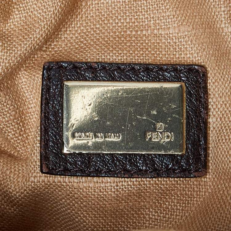 Pre Owned Fendi Tobacco Zucca Canvas and Leather Spy Bag
