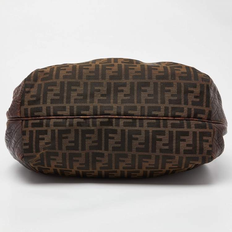 Pre Owned Fendi Tobacco Zucca Canvas and Leather Spy Bag