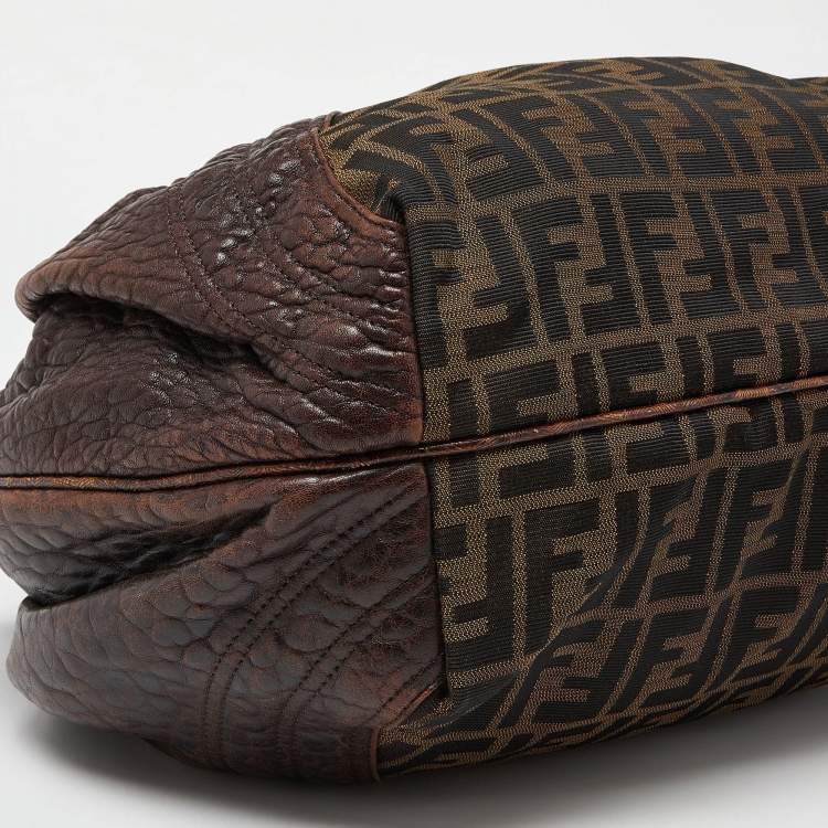 Pre Owned Fendi Tobacco Zucca Canvas and Leather Spy Bag