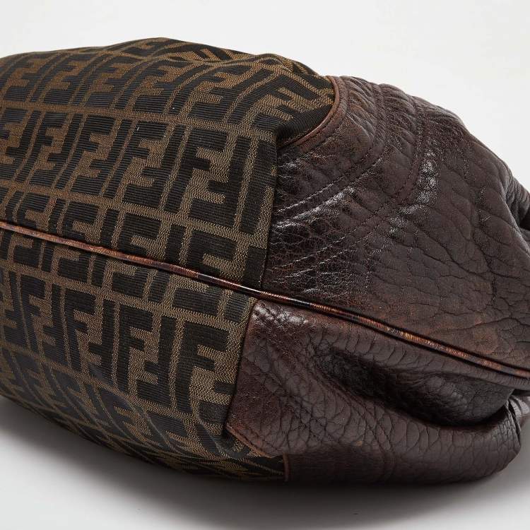 Pre Owned Fendi Tobacco Zucca Canvas and Leather Spy Bag