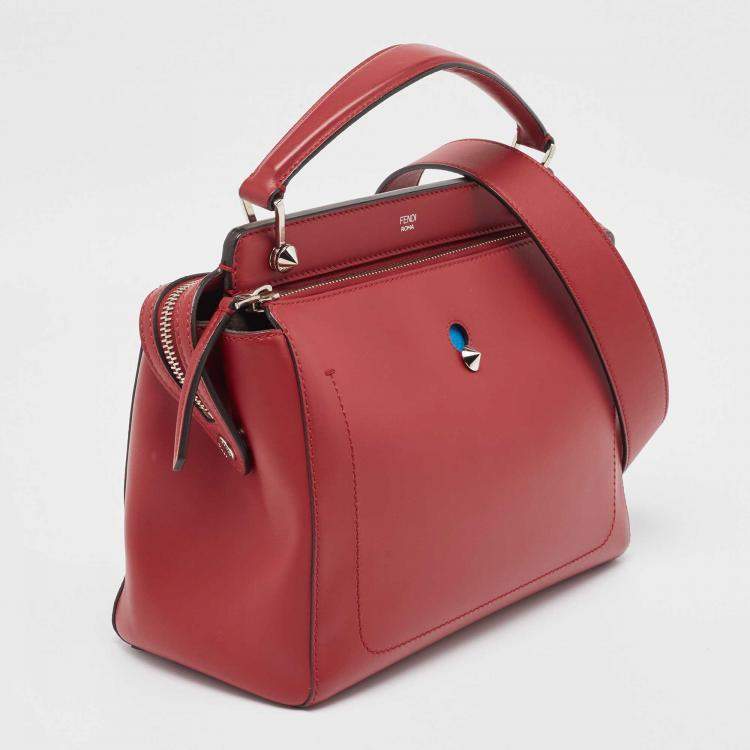 Pre Owned Fendi Red Leather Dotcom Top Handle Bag