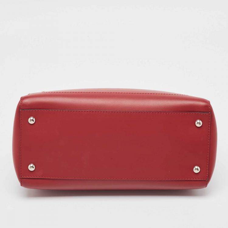 Pre Owned Fendi Red Leather Dotcom Top Handle Bag