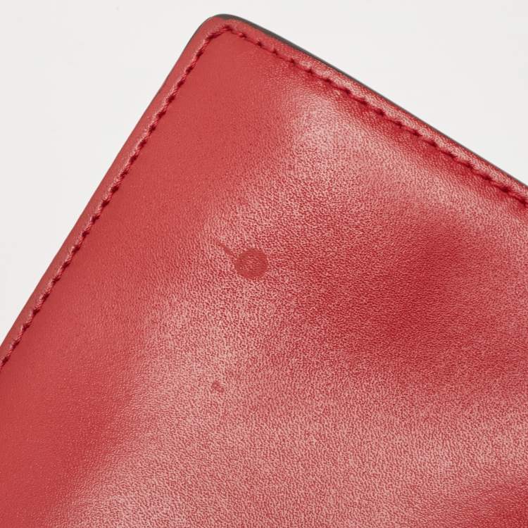 Pre Owned Fendi Red Zucca Embossed Leather Small Kan I Flap Shoulder Bag