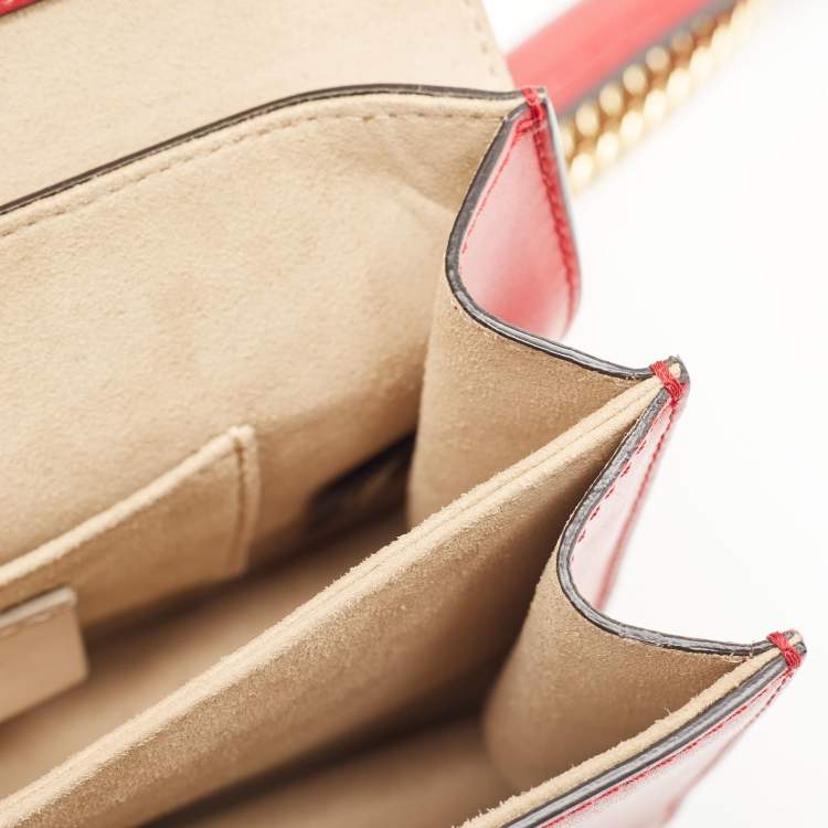 Pre Owned Fendi Red Zucca Embossed Leather Small Kan I Flap Shoulder Bag