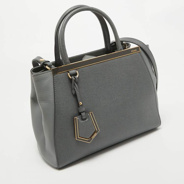 Pre Owned Fendi Grey Leather Petite Sac 2jours Tote