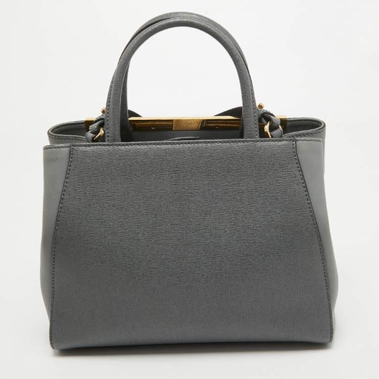 Pre Owned Fendi Grey Leather Petite Sac 2jours Tote