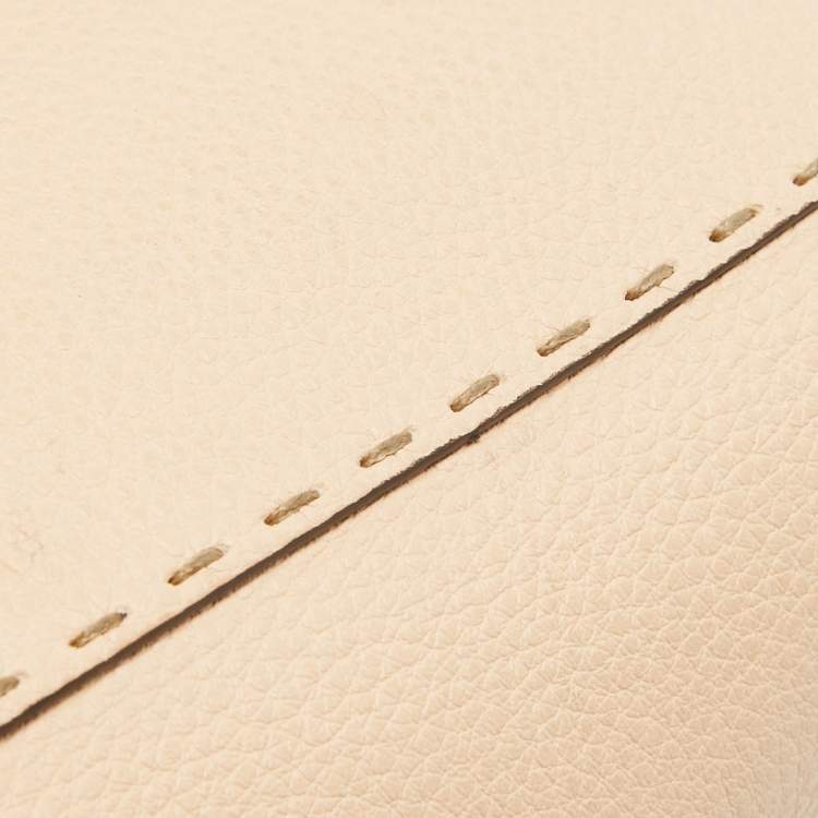 Pre Owned Fendi Peach Selleria Leather and Python Mini Peekaboo Top Handle Bag