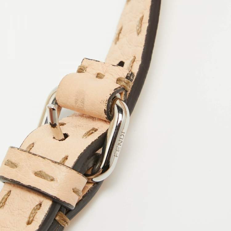 Pre Owned Fendi Peach Selleria Leather and Python Mini Peekaboo Top Handle Bag
