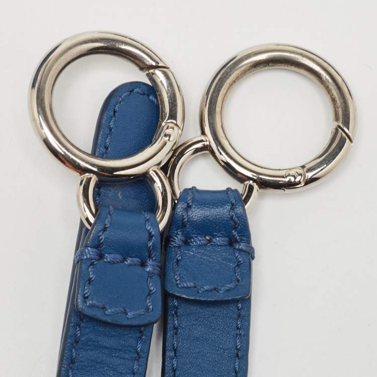 Pre Owned Fendi Blue Leather Medium Peekaboo Top Handle Bag