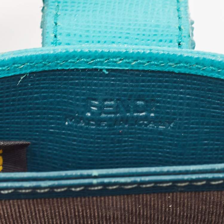 Pre Owned Fendi Green/Teal Leather Elite Card Holder