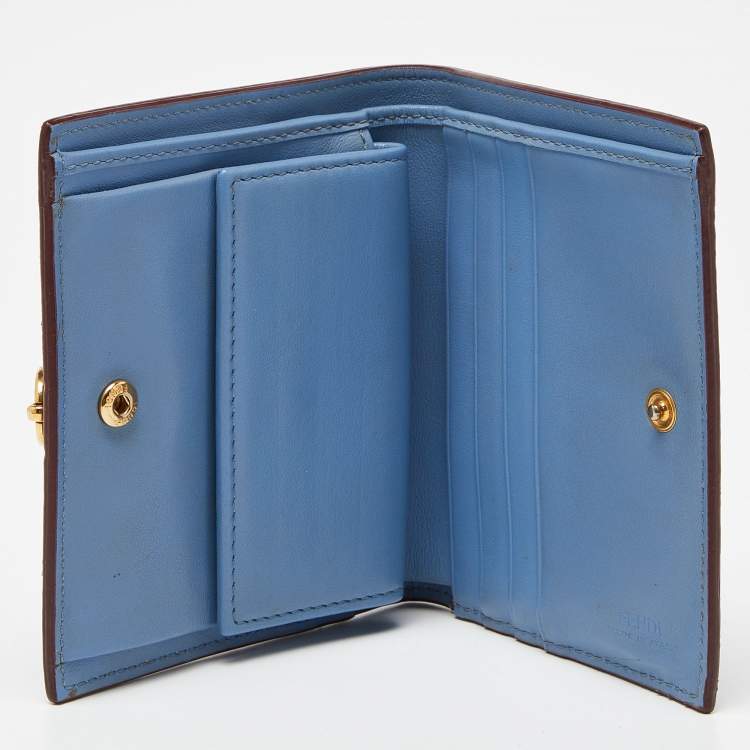 Pre Owned Fendi Grey Leather By The Way Bifold Wallet