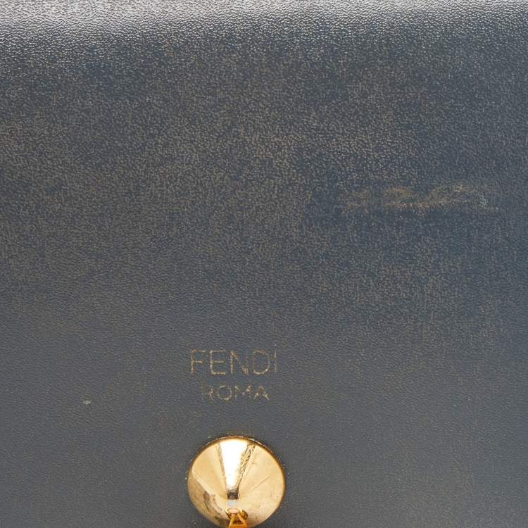 Pre Owned Fendi Grey Leather By The Way Bifold Wallet