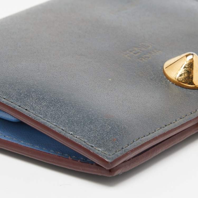 Pre Owned Fendi Grey Leather By The Way Bifold Wallet
