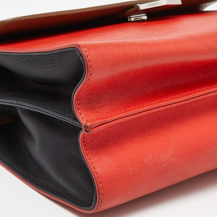 Pre Owned Fendi Tri Color Leather Small Demi Jour Top Handle Bag