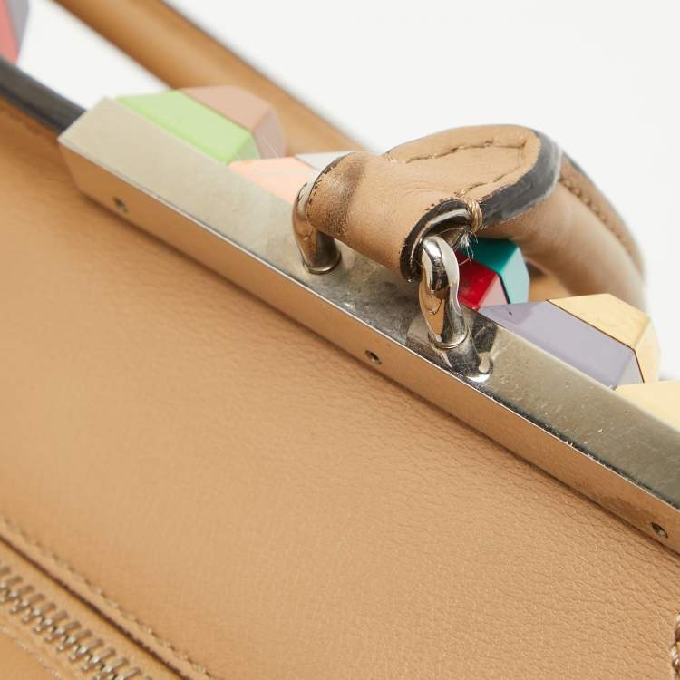 Pre Owned Fendi Beige Leather Medium Studded 3Jours Tote