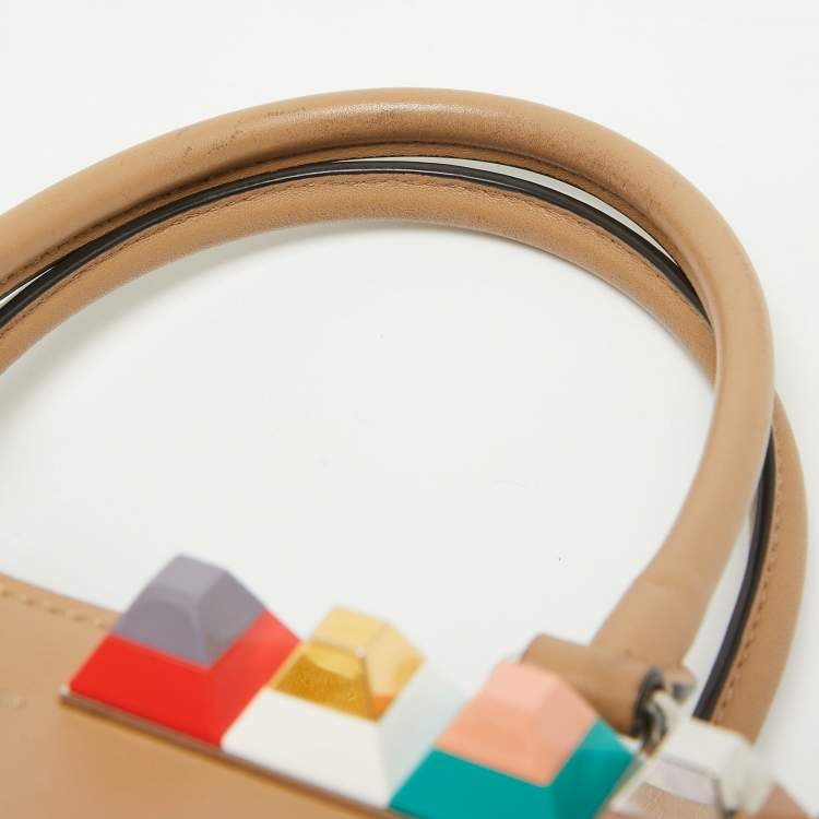 Pre Owned Fendi Beige Leather Medium Studded 3Jours Tote