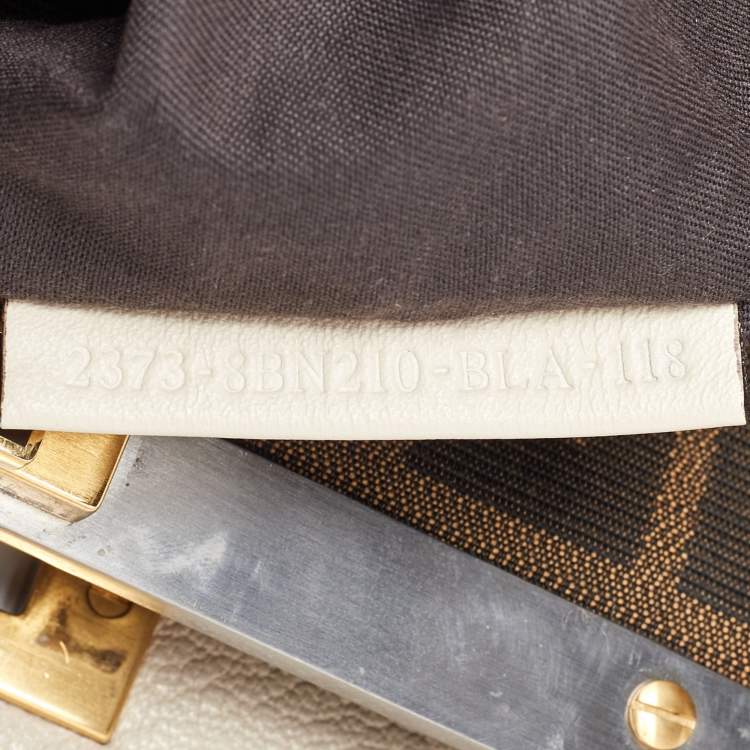 Pre Owned Fendi Beige Leather Large Peekaboo Top Handle Bag