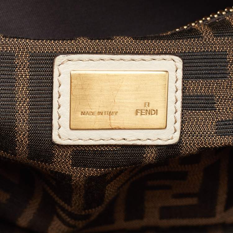 Pre Owned Fendi Beige Leather Large Peekaboo Top Handle Bag