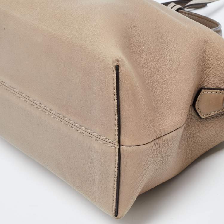 Pre Owned Fendi Two Tone Beige Leather Medium By The Way Bag