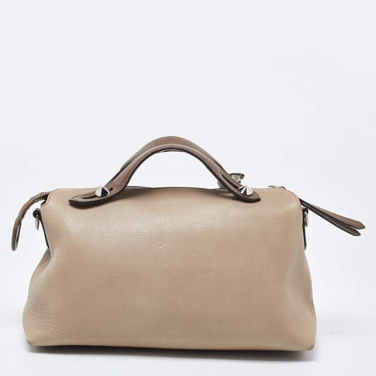 Pre Owned Fendi Two Tone Beige Leather Medium By The Way Bag