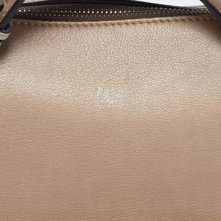 Pre Owned Fendi Two Tone Beige Leather Medium By The Way Bag