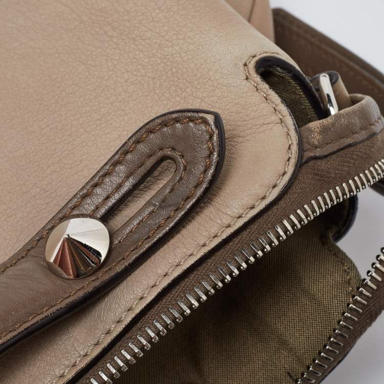 Pre Owned Fendi Two Tone Beige Leather Medium By The Way Bag