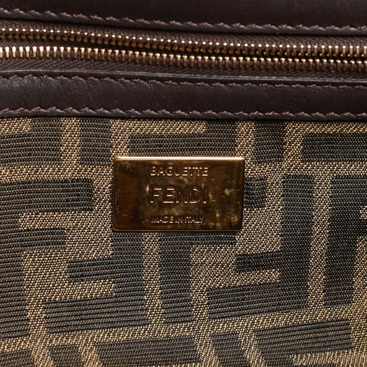 Pre Owned Fendi Tobacco Zucca Jacquard Canvas Medium Baguette Bag