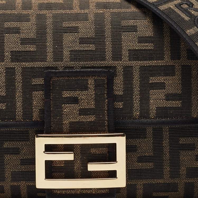 Pre Owned Fendi Tobacco Zucca Jacquard Canvas Medium Baguette Bag