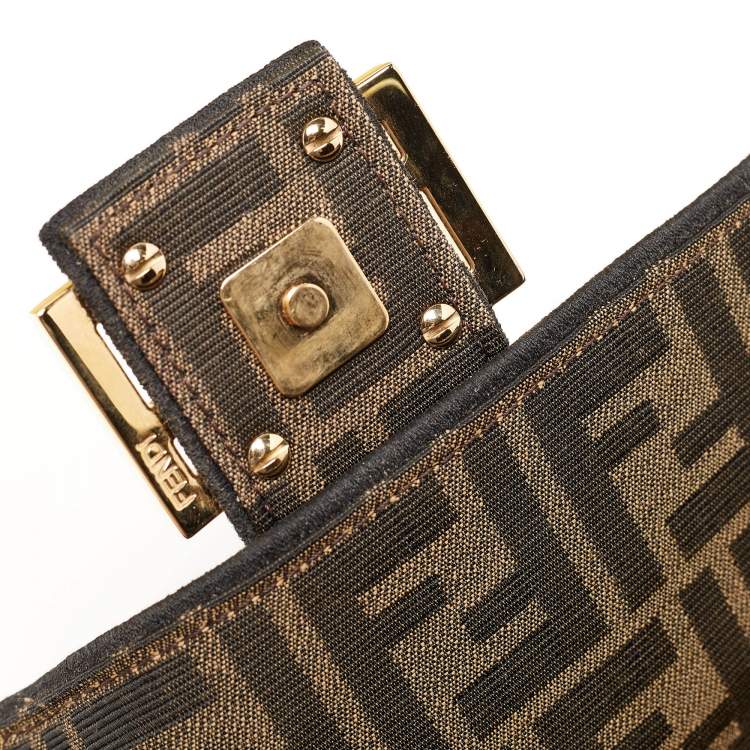 Pre Owned Fendi Tobacco Zucca Jacquard Canvas Medium Baguette Bag