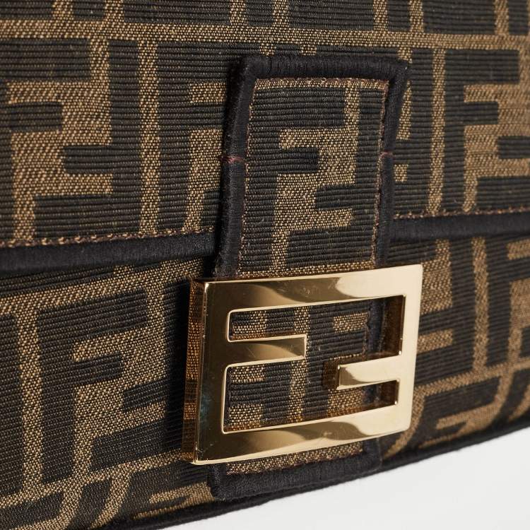 Pre Owned Fendi Tobacco Zucca Jacquard Canvas Medium Baguette Bag