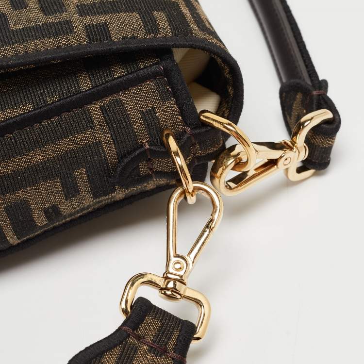 Pre Owned Fendi Tobacco Zucca Jacquard Canvas Medium Baguette Bag