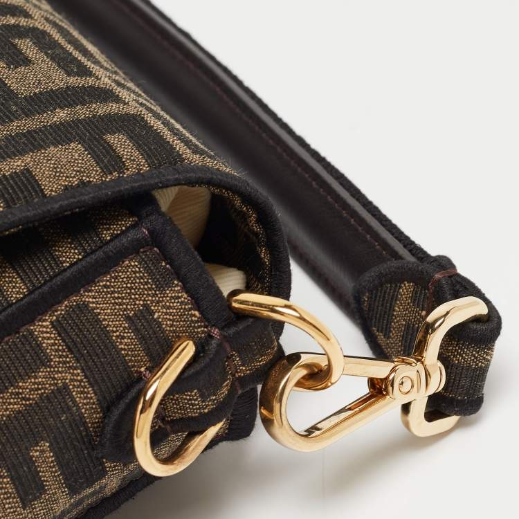 Pre Owned Fendi Tobacco Zucca Jacquard Canvas Medium Baguette Bag