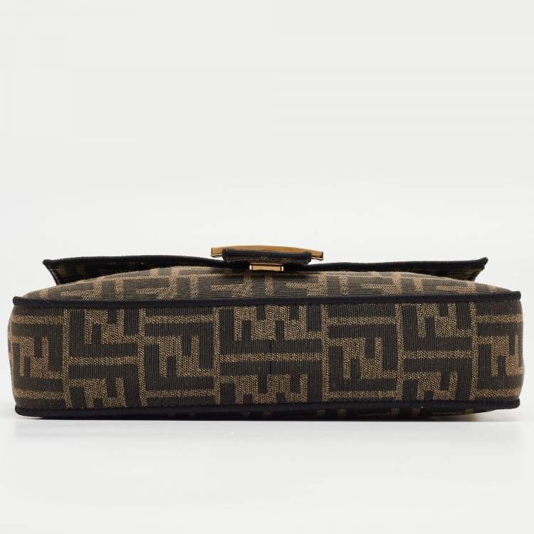 Pre Owned Fendi Tobacco Zucca Jacquard Canvas Medium Baguette Bag