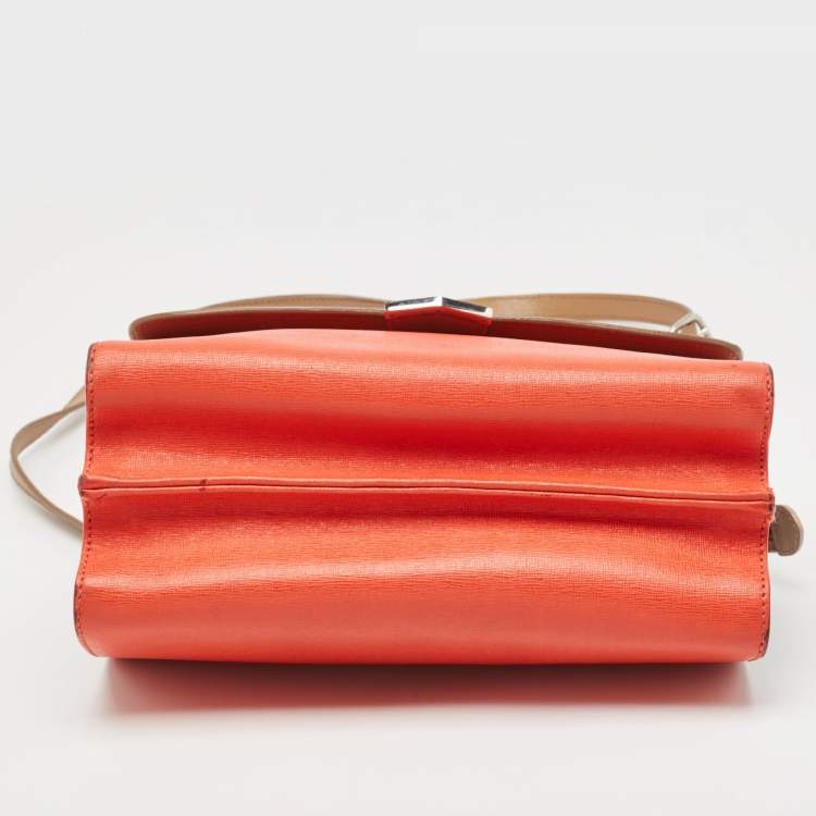 Pre Owned Fendi Tri Color Leather Small Demi Jour Top Handle Bag