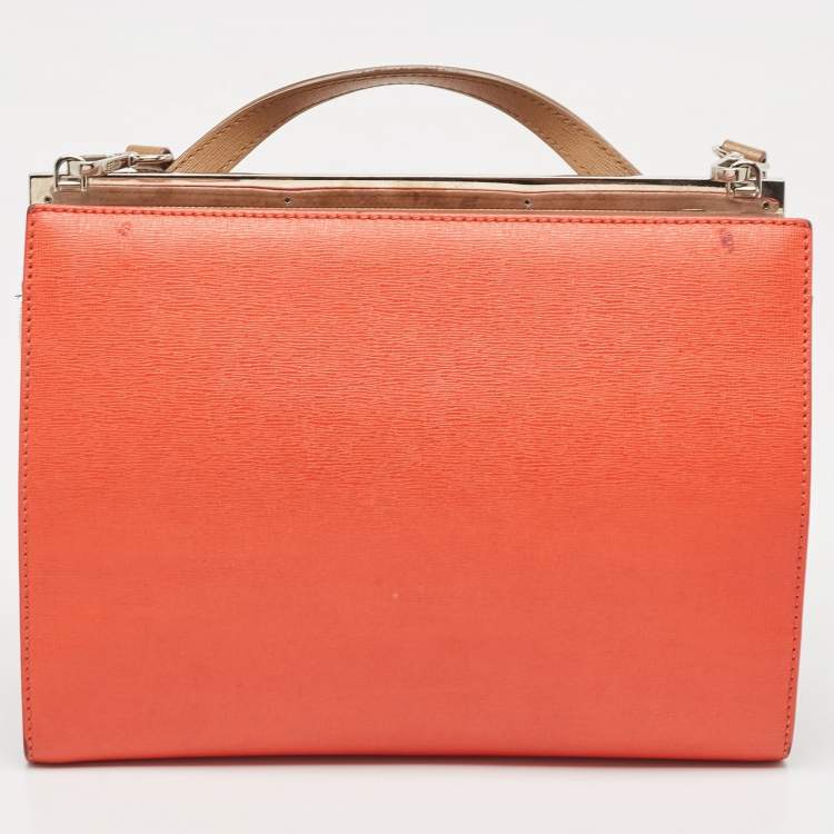 Pre Owned Fendi Tri Color Leather Small Demi Jour Top Handle Bag