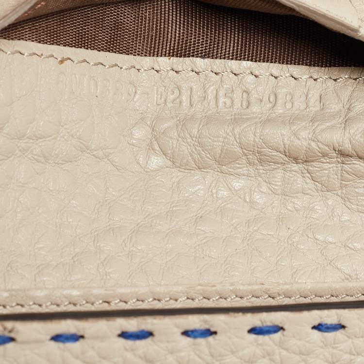Pre Owned Fendi Blue/White Selleria Leather Flap Compact Wallet