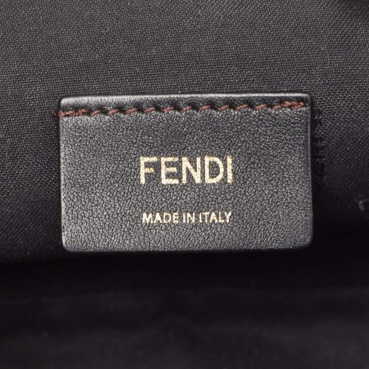 Pre Owned Fendi Tobacco/Black Zucca Coated Canvas and Leather FF 1974 Stamp Patch Camera Bag