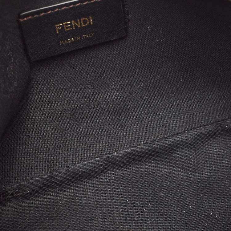 Pre Owned Fendi Tobacco/Black Zucca Coated Canvas and Leather FF 1974 Stamp Patch Camera Bag