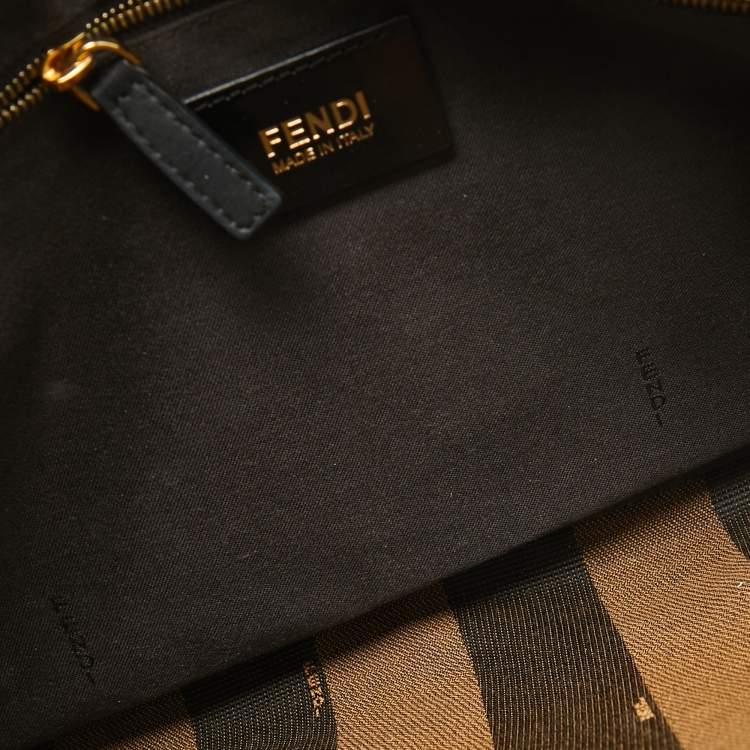 Pre Owned Fendi Black Stripe Embossed Leather Large Claudia Shoulder Bag