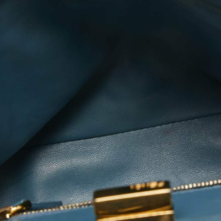 مملوكة مسبقًا Fendi Light Blue Leather Mini Peekaboo Top Handle Bag