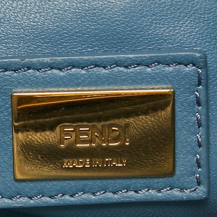 مملوكة مسبقًا Fendi Light Blue Leather Mini Peekaboo Top Handle Bag